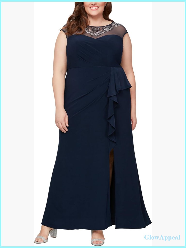 Plus Size Long Sleeve Sweetheart A-Line Formal Gown - Floor Length
